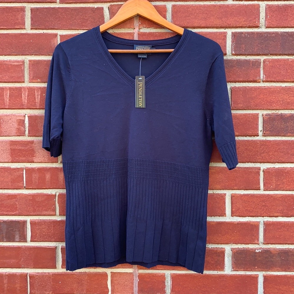 Pendleton knit top navy blue large new with tags